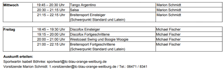 Trainings-Start 'Paar-Tanz' noch in den Sommerferien 2025