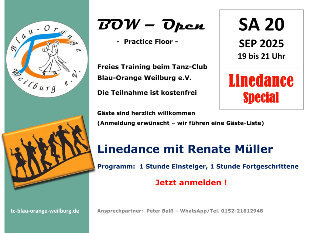 BOW-Open - LINEDANCE am SA, 20.09.2025 mit Renate Müller
