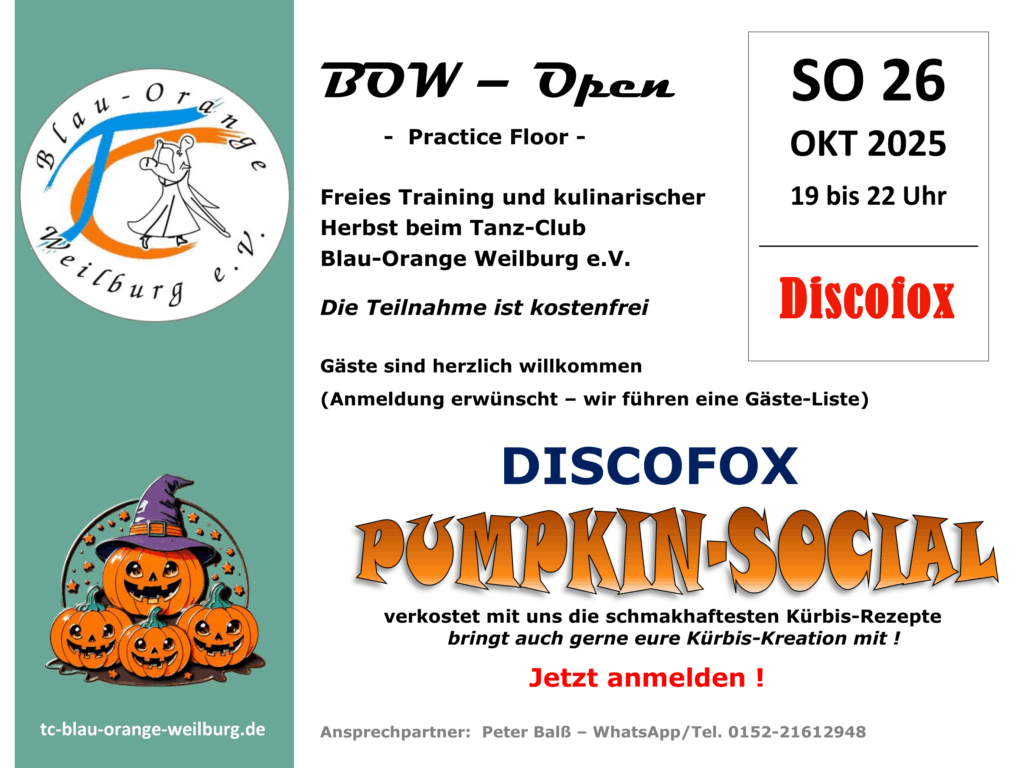 Flyer: BOW-Open - DISCOFOX am SO, 26. Juli 2025 beim  TC Blau-Orange Weilburg e.V.