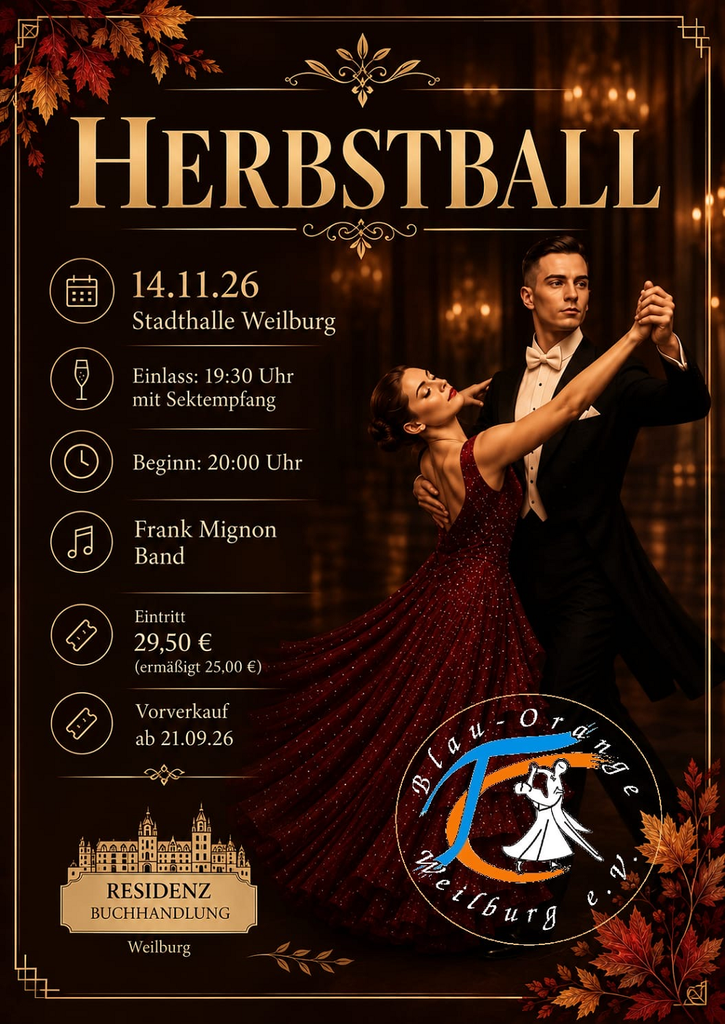 Herbstball des TC Blau-Orange Weilburg am 14.11.2026
(PLAKAT)