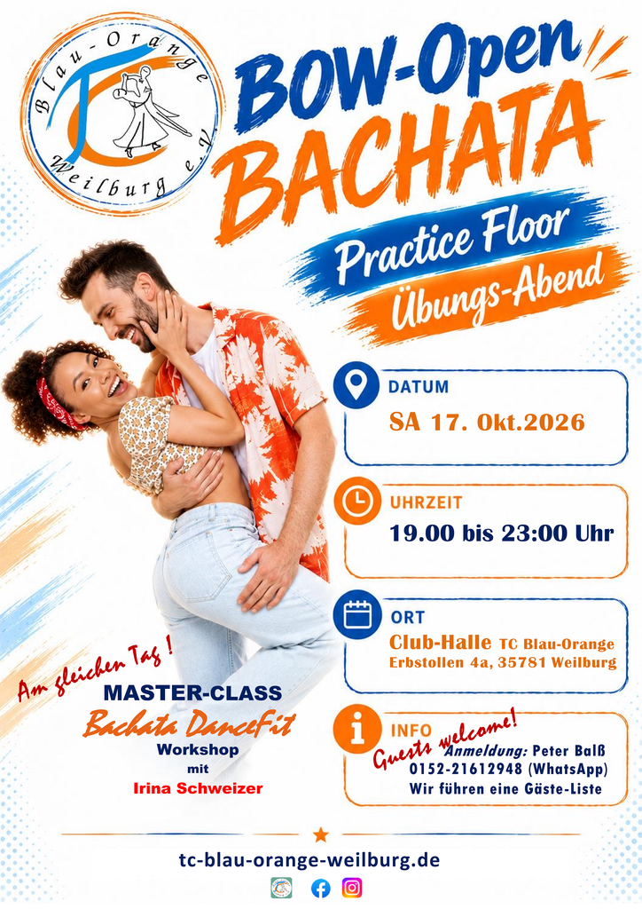 Flyer: TC Blau-Orange Weilburg - BOW-Open BACHATA am 17.10.2026